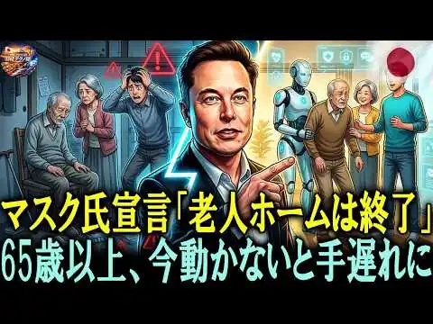 画像 【衝撃宣言】マスク氏「老人ホームの時代は終了」65歳以上、今すぐ動かないと完全に手遅れになります