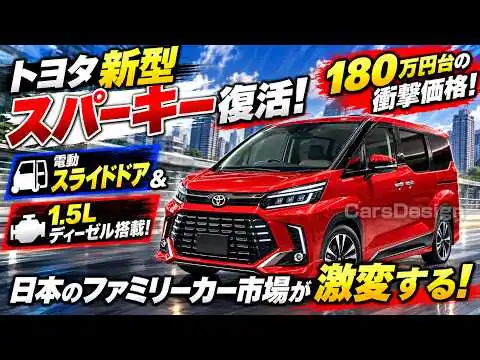 画像 トヨタ新型スパーキー復活、電動スライドドア＆1.5Lディーゼル搭載で180万円台の衝撃価格！日本のファミリーカー市場が激変する！